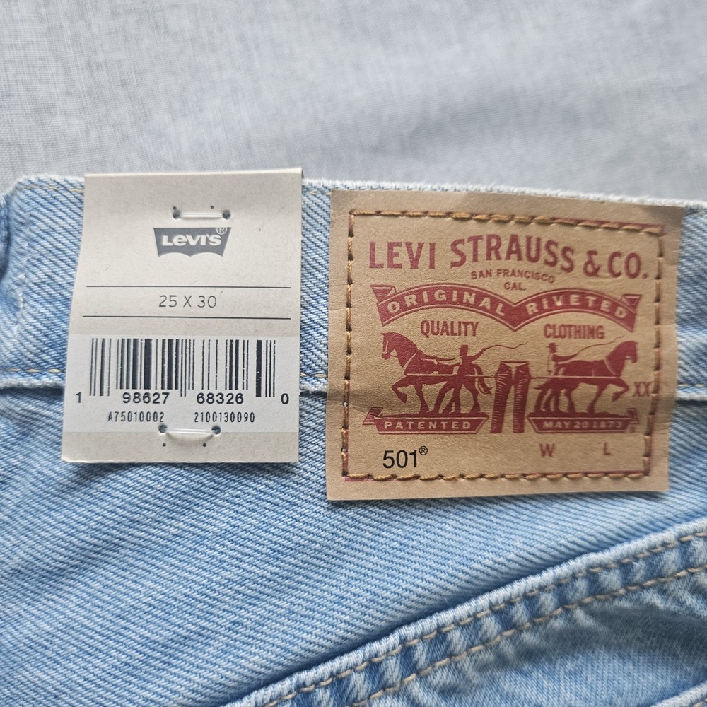 Levi's 501 Premium Original Chaps Jeans Womens 25x30 Button Fly High Rise - Picture 2 of 16
